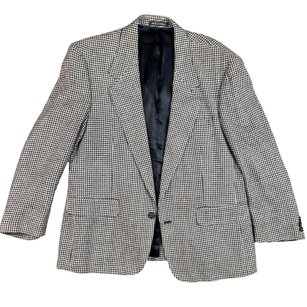 Carlo Briani 100% Silk 42 Short Brown Houndstooth Men's Evening Blazer Jacket